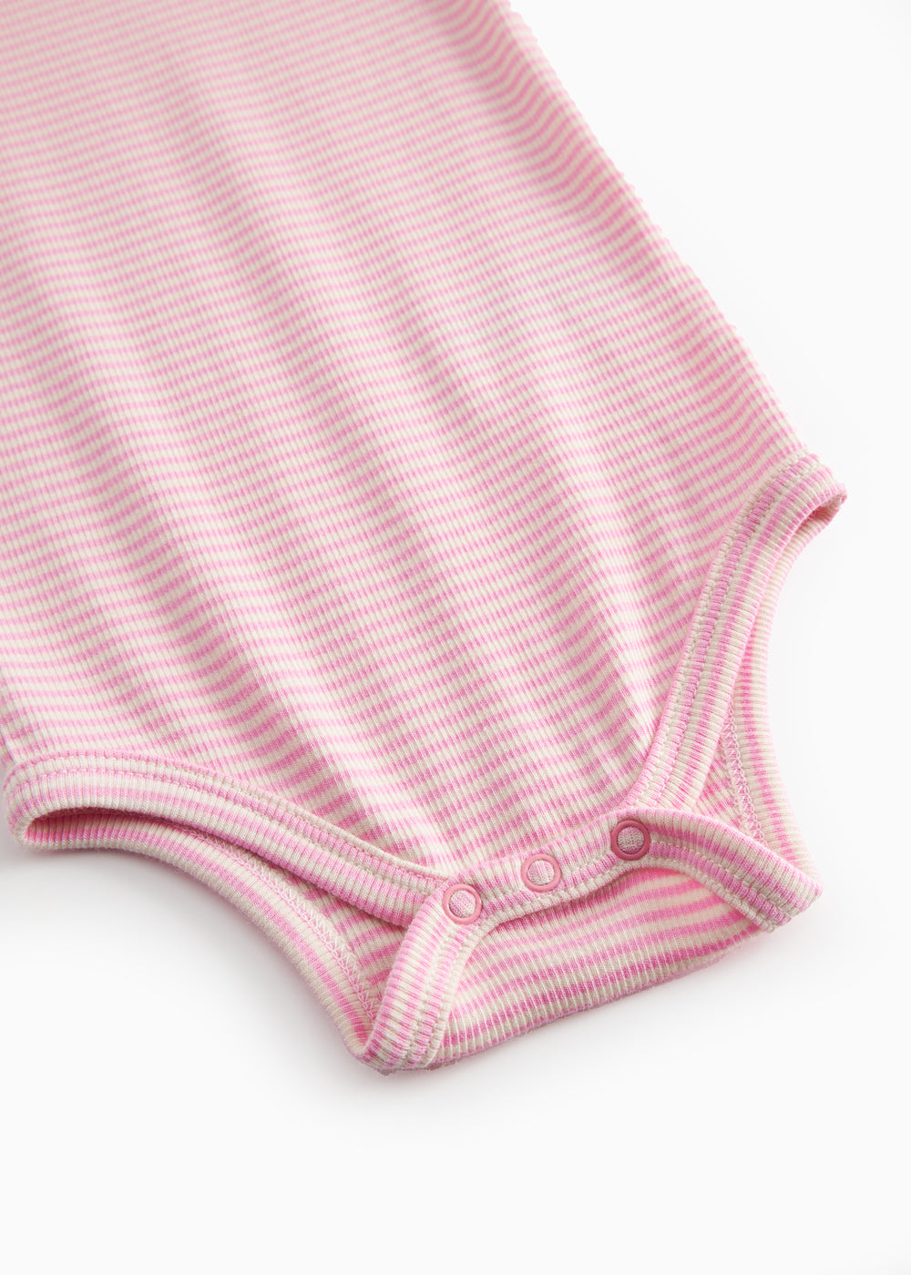 Kortærmet baby bodystocking med lyserøde striber 