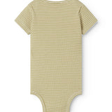 Kortærmet baby bodystocking med grønne striber 