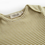 Kortærmet baby bodystocking med grønne striber 