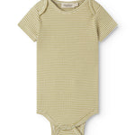 Kortærmet baby bodystocking med grønne striber 