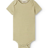Kortærmet baby bodystocking med grønne striber 