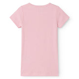 kortærmet børne t-shirt med lyserøde striber