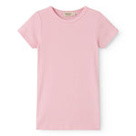 kortærmet børne t-shirt med lyserøde striber