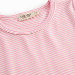 langærmet t-shirt til børn med lyserøde striber