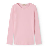 langærmet t-shirt til børn med lyserøde striber