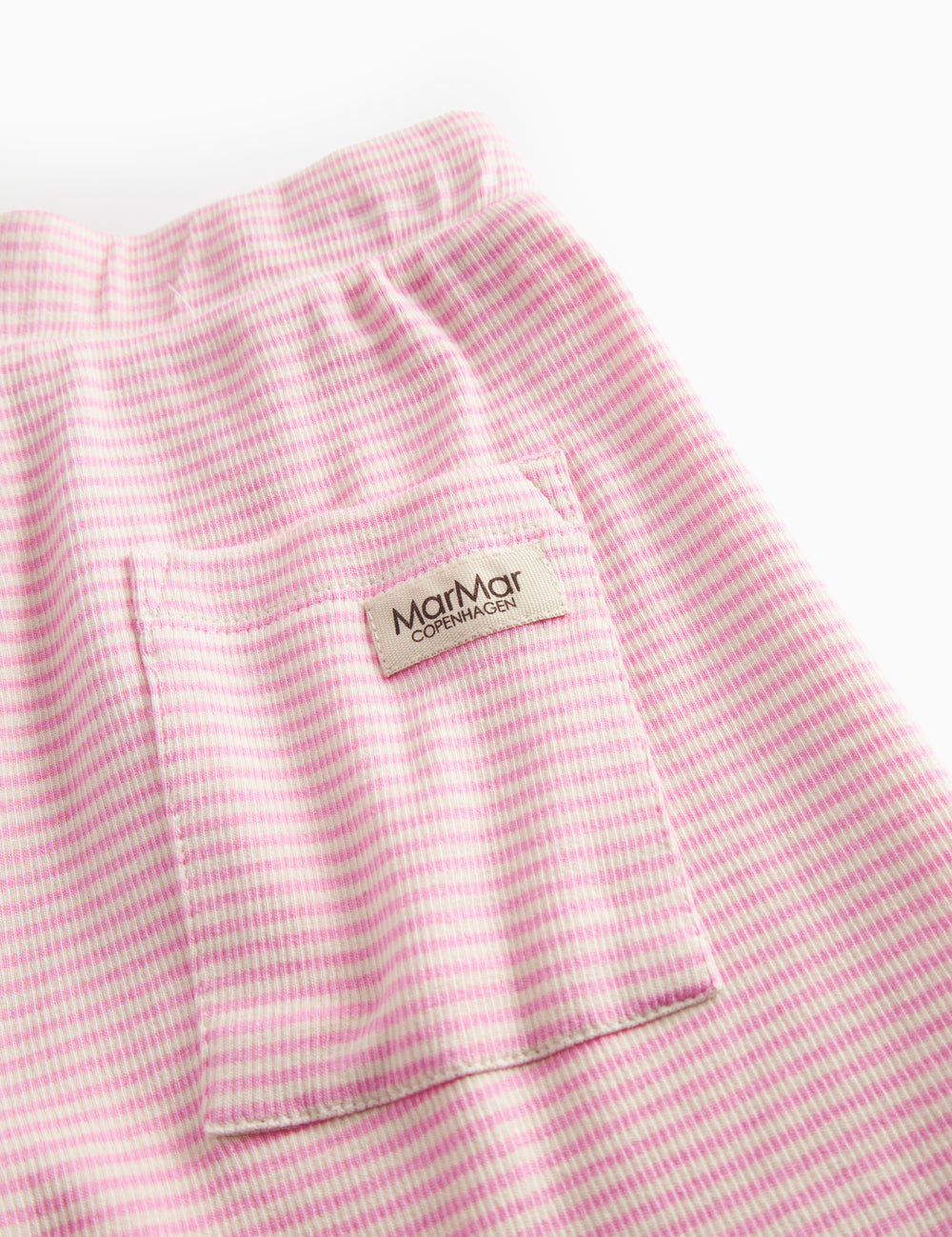 Børnehorts med lyserøde striber, bred elastik samt bindebånd 