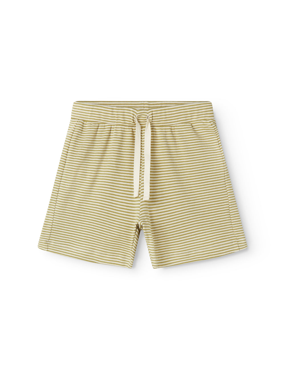 Børnehorts med grønne striber, bred elastik samt bindebånd 