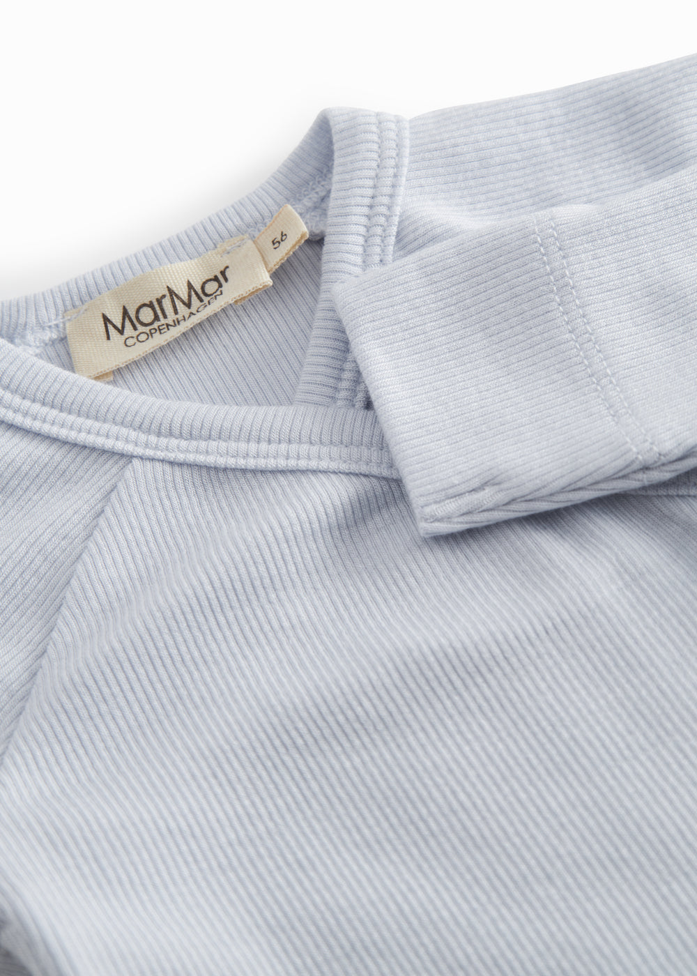 Langærmet lyseblå bodystocking til nyfødte med slå-om-lukning