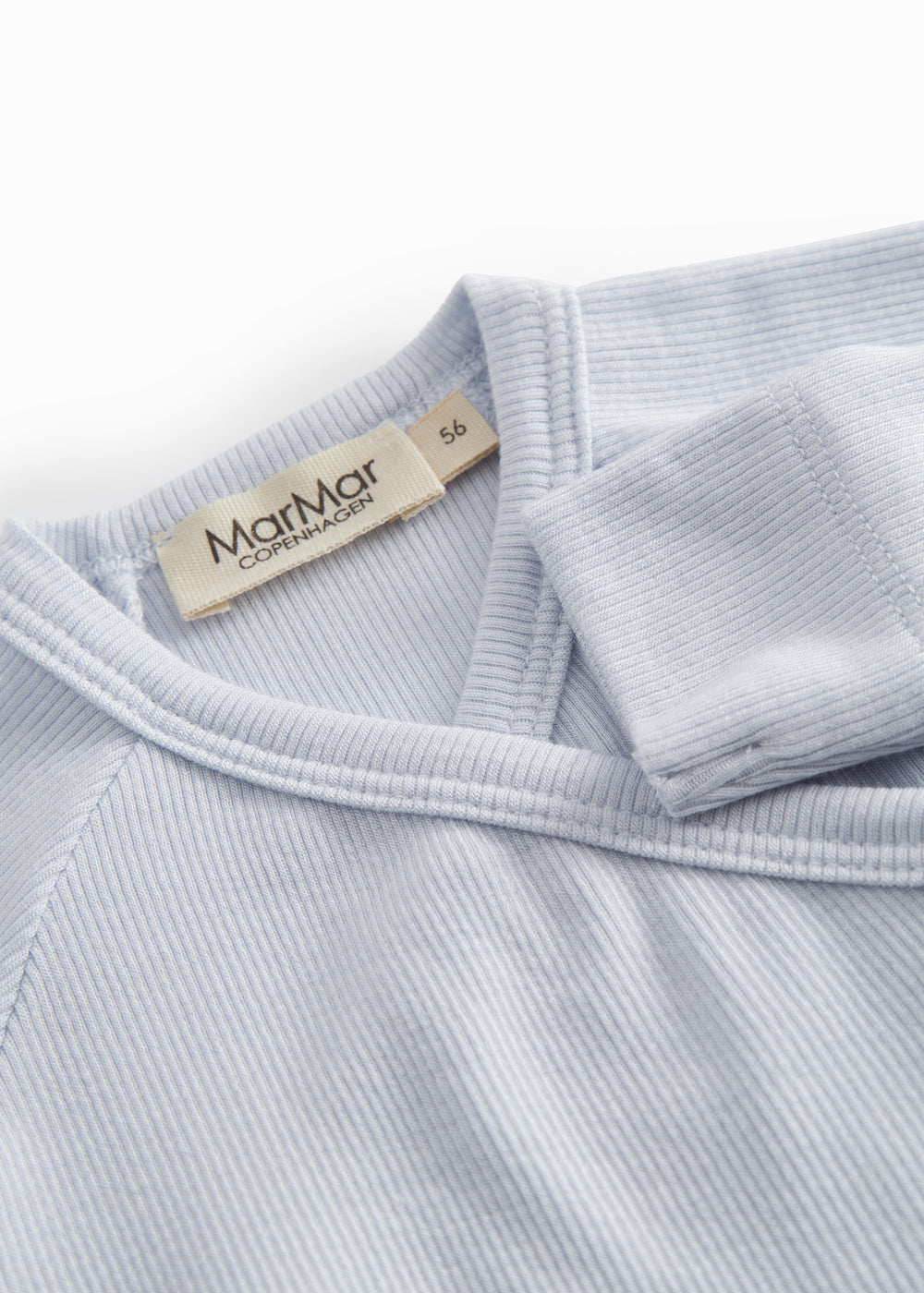 Langærmet lyseblå baby heldragt med fødder