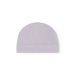 Lys lilla hue til nyfødt med kant der kan foldes ned eller op