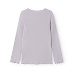 Lys lilla langærmet t-shirt til børn med flæsedetaljer