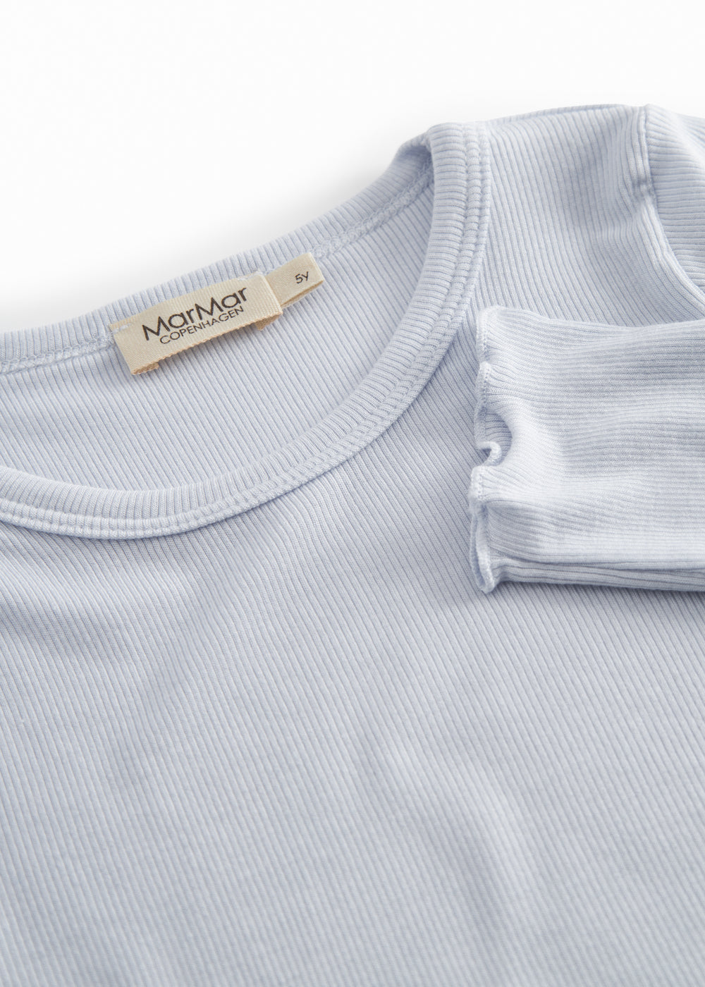 Lyseblå langærmet t-shirt til børn med flæsedetaljer