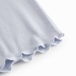 Lyseblå langærmet t-shirt til børn med flæsedetaljer