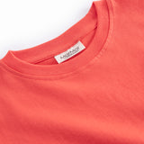 Orange børne-T-shirt med lille broderet frugtmotiv