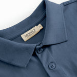 Kortærmet blå polo t-shirt til børn med krave og knaplukning