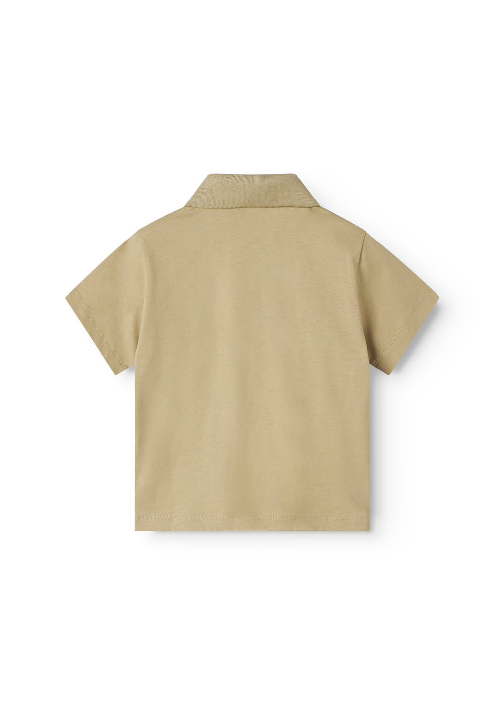 Kortærmet beige polo t-shirt til børn med krave og knaplukning