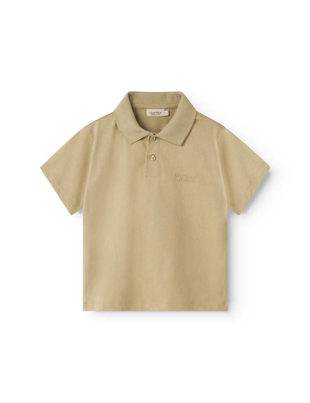 Kortærmet beige polo t-shirt til børn med krave og knaplukning