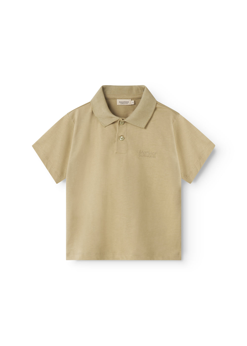 Kortærmet beige polo t-shirt til børn med krave og knaplukning