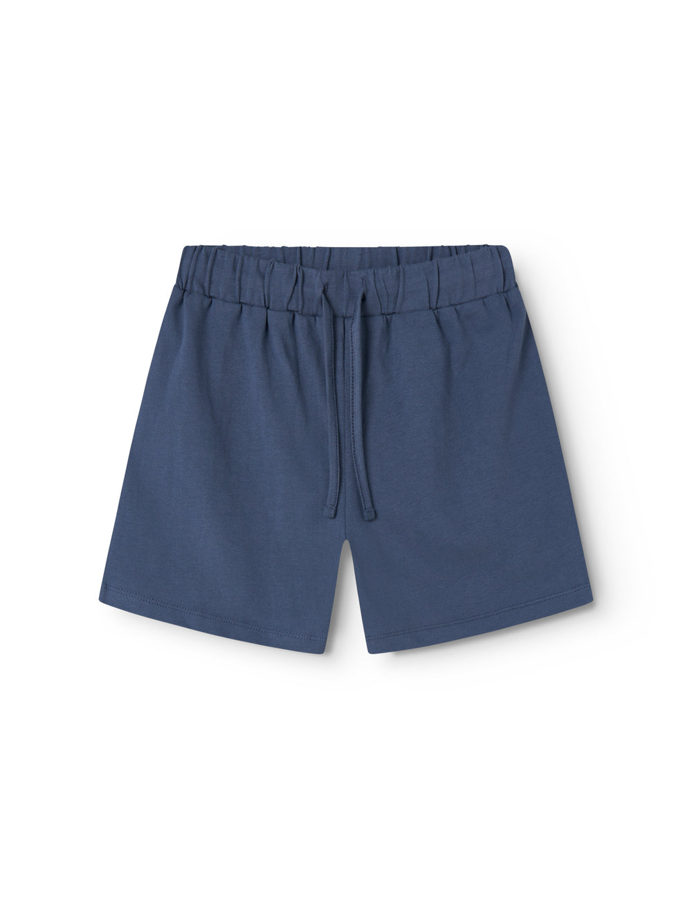 Blå børneshorts med bred elastik og bindebånd 