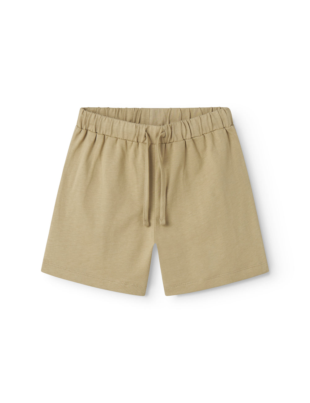 Beige børneshorts med bred elastik og bindebånd 