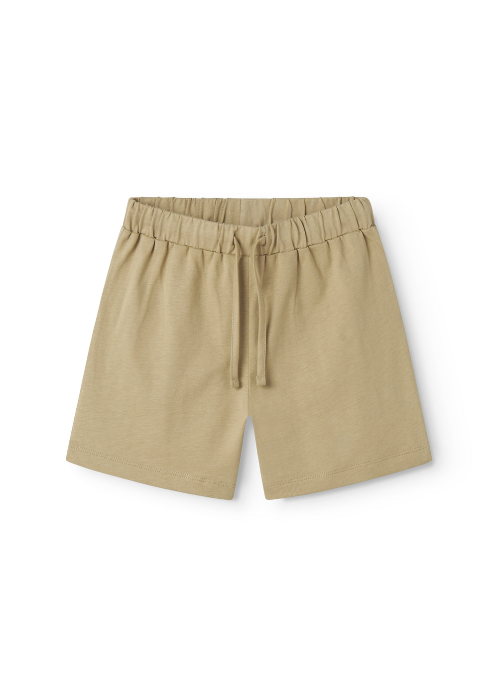 Beige børneshorts med bred elastik og bindebånd 
