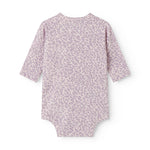 Lilla langærmet leopard bodystocking til nyfødte