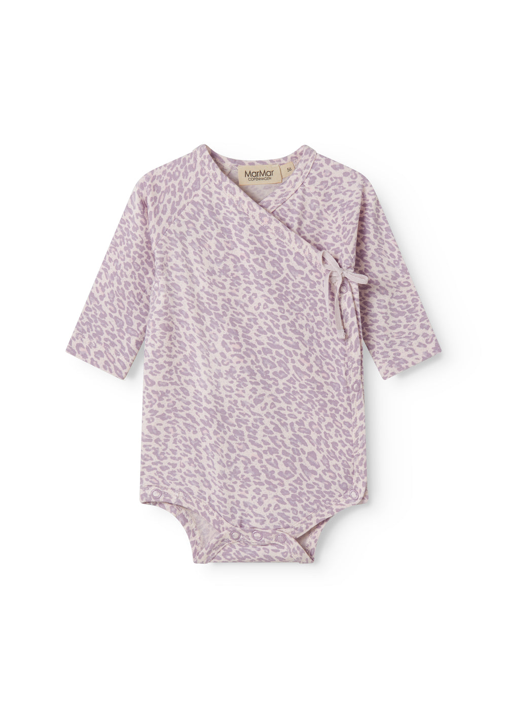Lilla langærmet leopard bodystocking til nyfødte