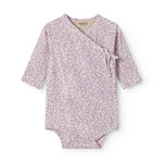 Lilla langærmet leopard bodystocking til nyfødte