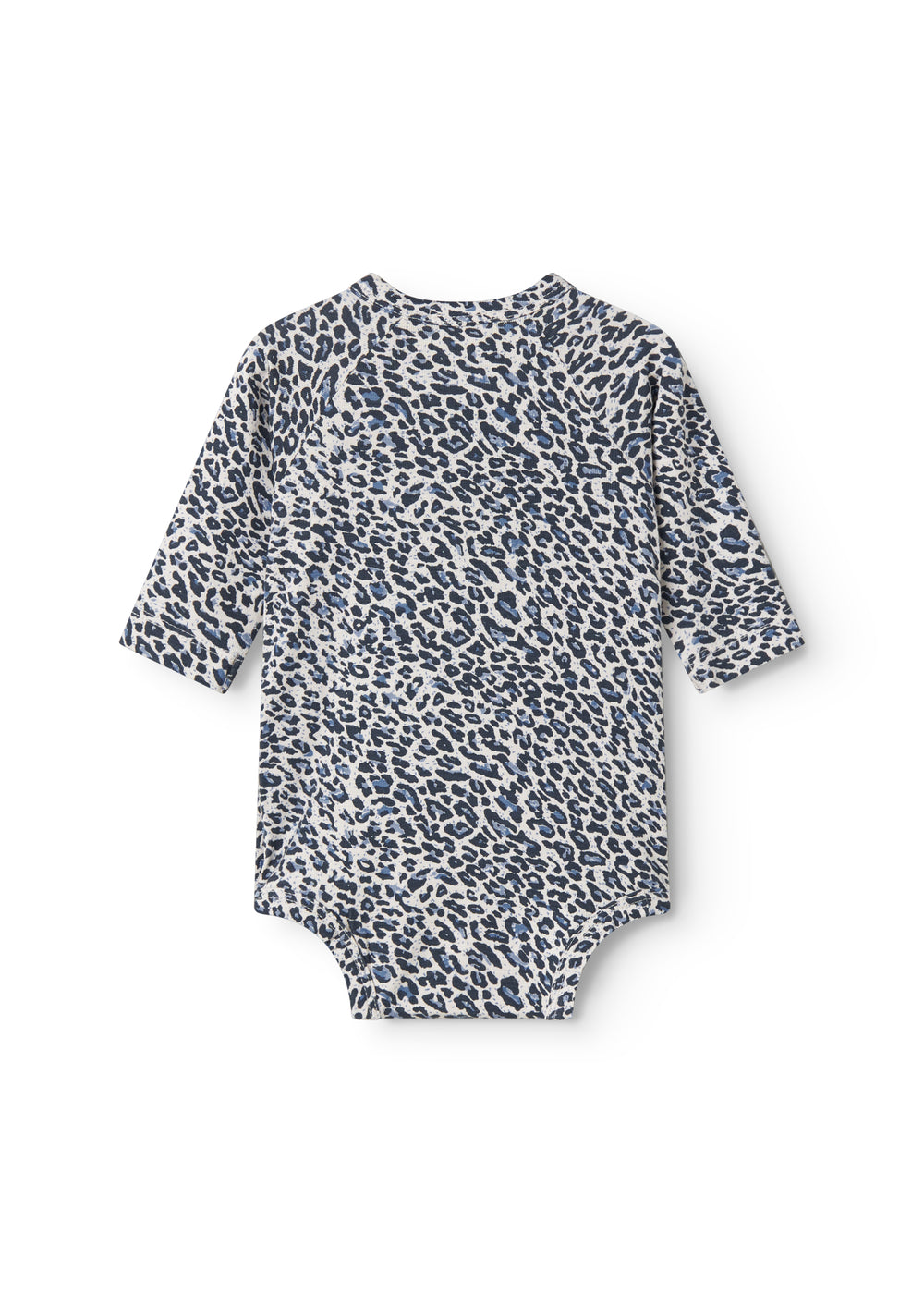Blå langærmet leopard bodystocking til nyfødte