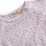 Lilla kortærmet leopard baby bodystocking