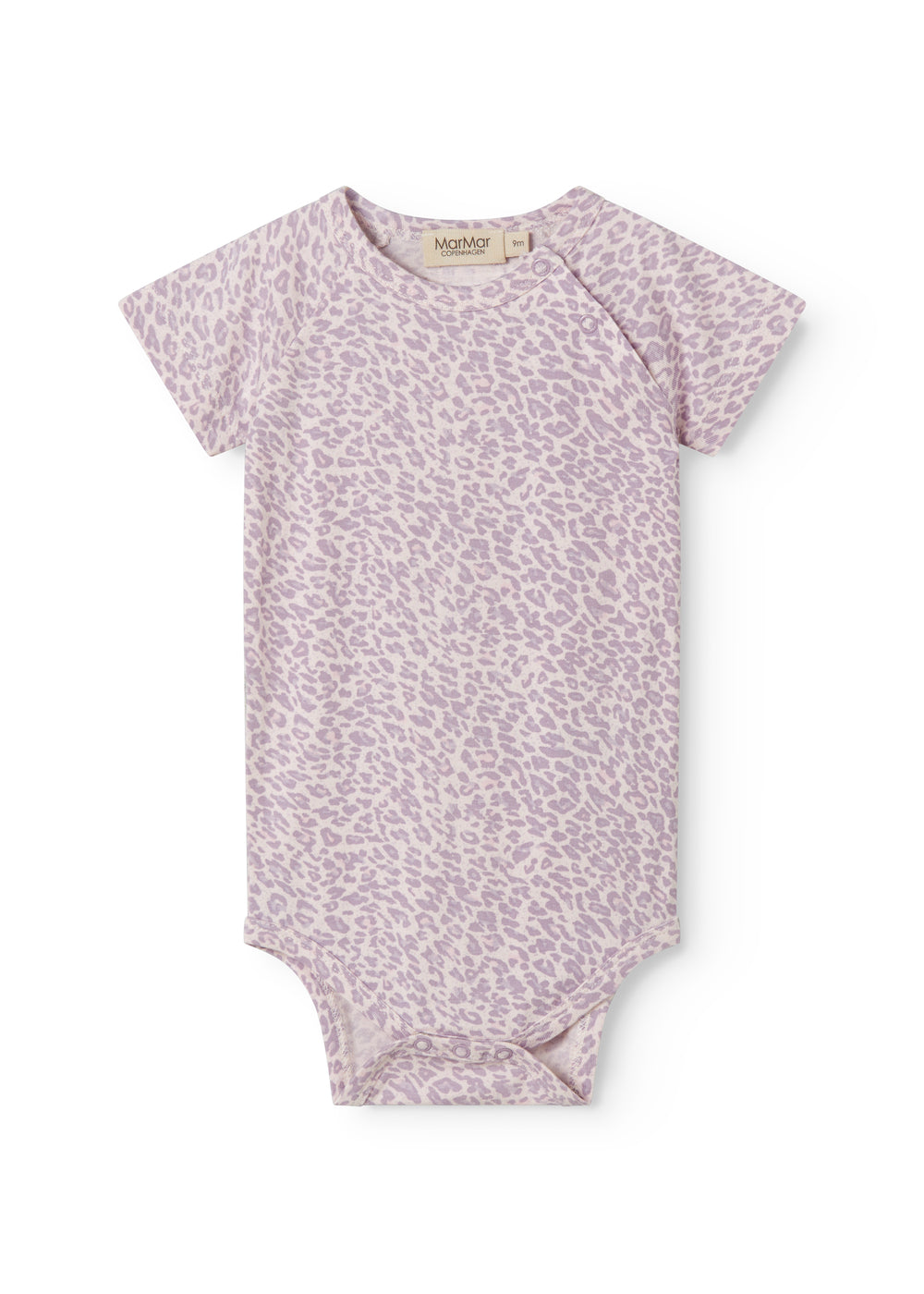 Lilla kortærmet leopard baby bodystocking