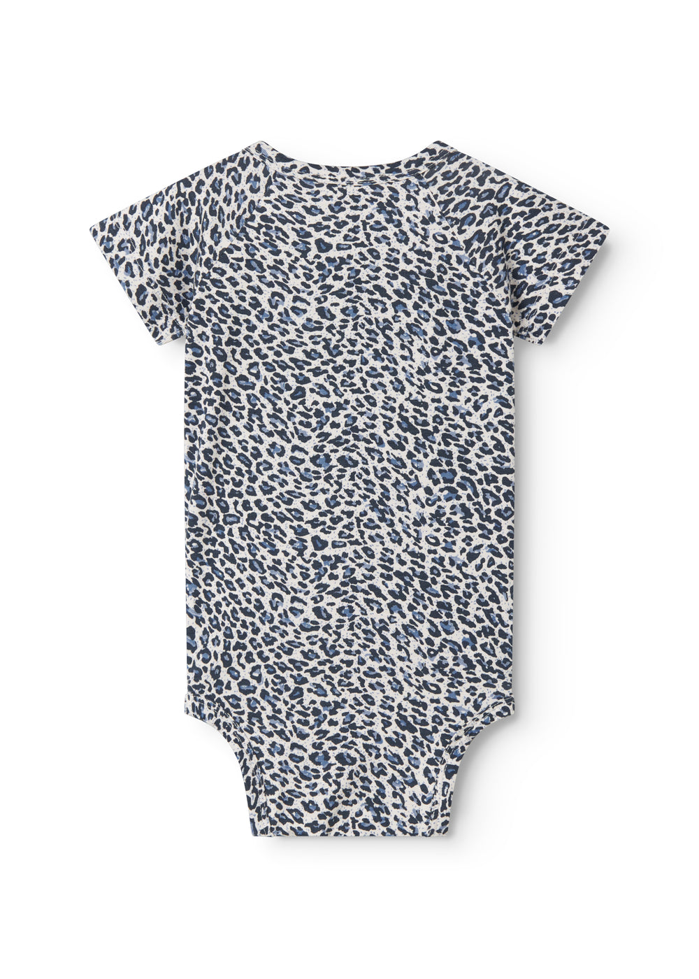 Blå kortærmet leopard baby bodystocking