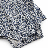 Blå kortærmet leopard baby bodystocking