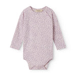 Lilla langærmet leopard baby bodystocking