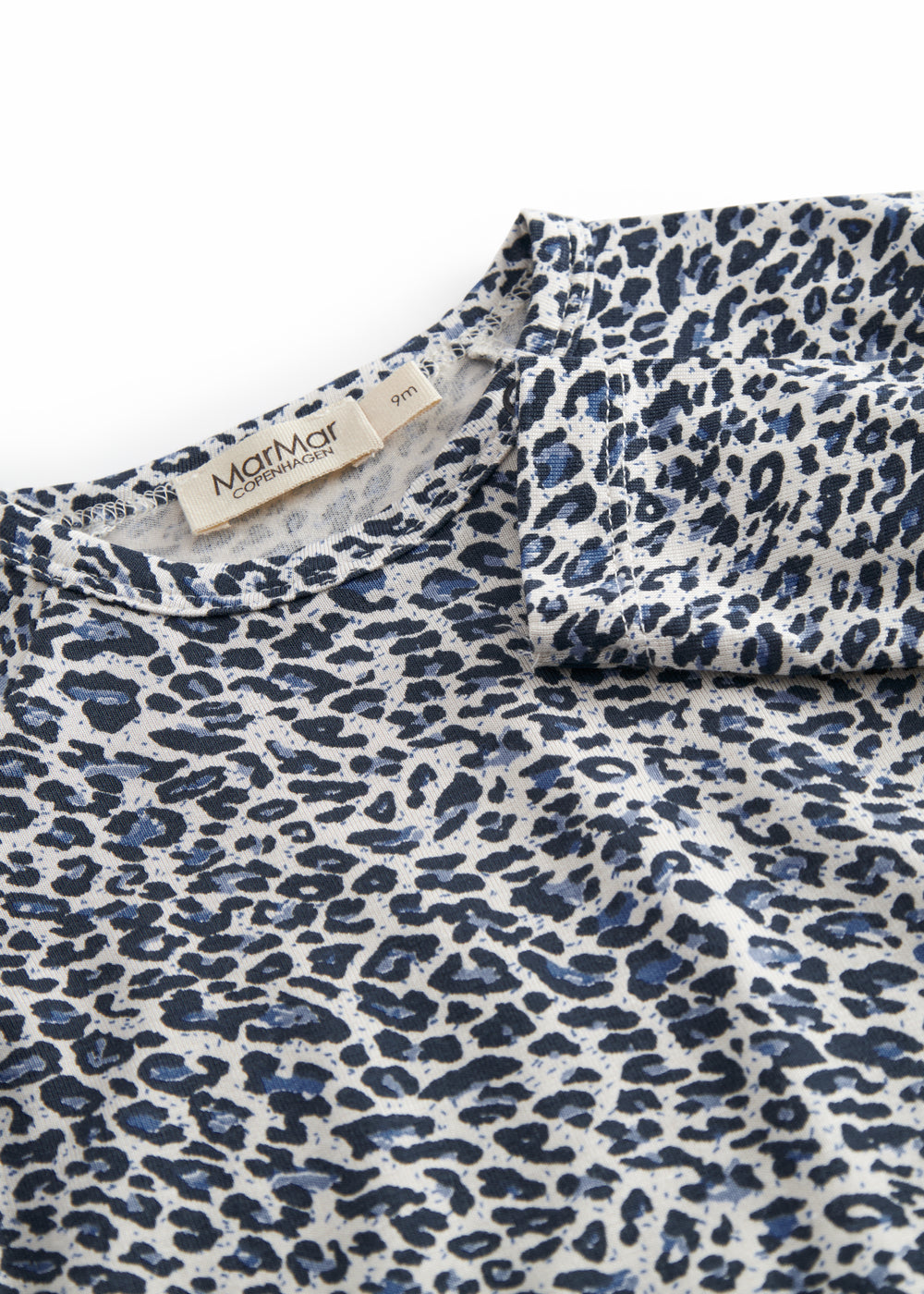 Blå langærmet leopard baby bodystocking