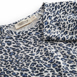 Blå langærmet leopard baby bodystocking