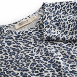 Blå langærmet leopard baby bodystocking