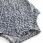Blå langærmet leopard baby bodystocking