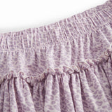 Lyserød nederdel til børn i leopard med vidde og elastik i taljen