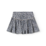 Blå nederdel i leopard med vidde og elastik i taljen