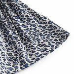 Blå nederdel i leopard med vidde og elastik i taljen