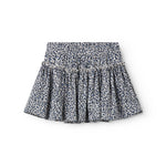 Blå nederdel i leopard med vidde og elastik i taljen