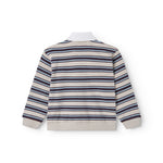 Stribet sweat polo til barn med krave og lange ærmer