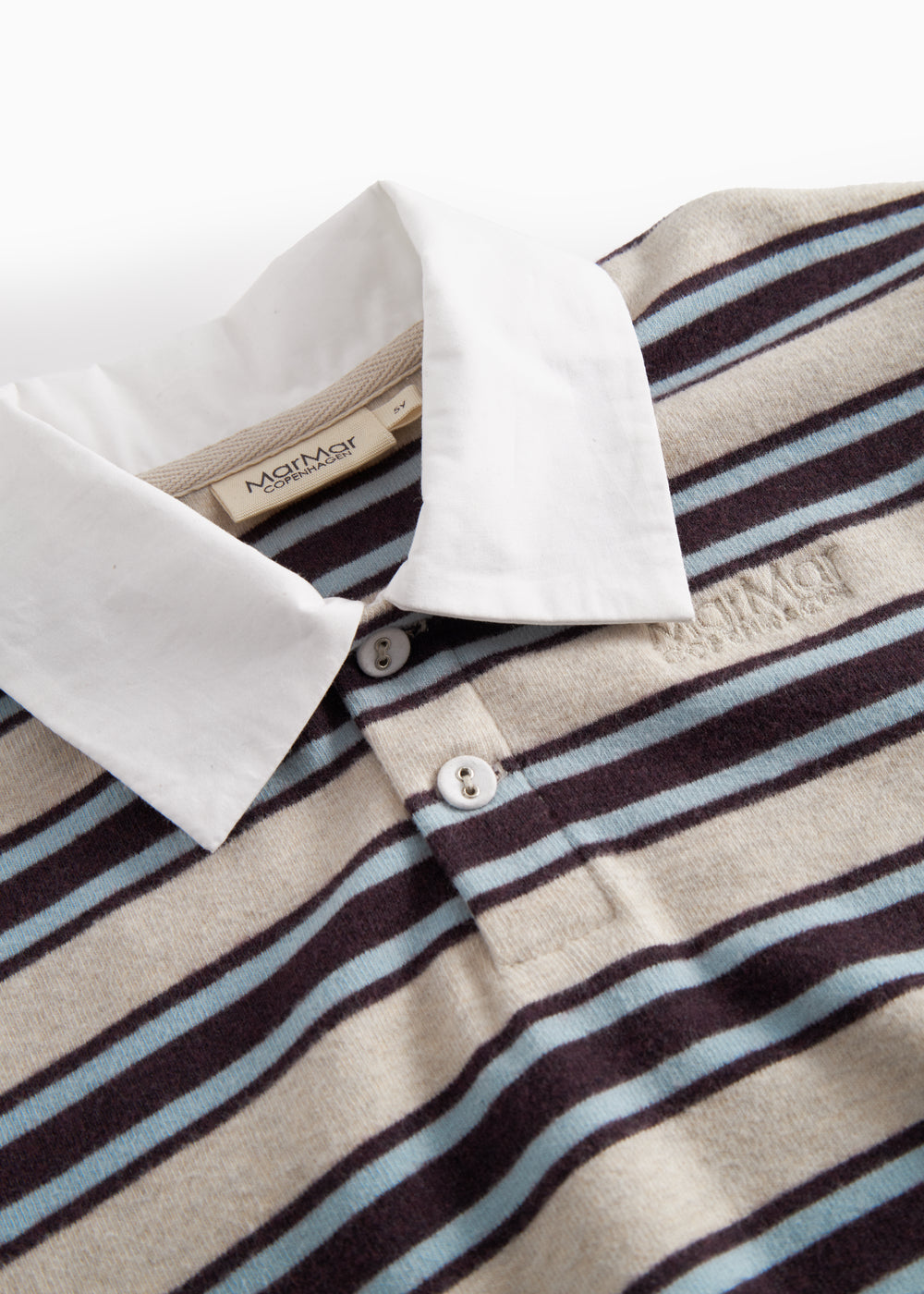 Stribet sweat polo til barn med krave og lange ærmer
