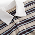 Stribet sweat polo til barn med krave og lange ærmer