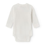 Langærmet hvid pointelle bodystocking til nyfødte