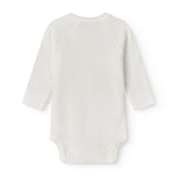 Langærmet hvid pointelle bodystocking til nyfødte