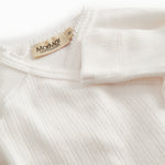 Langærmet hvid pointelle bodystocking til nyfødte