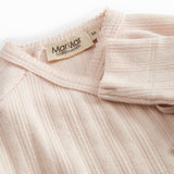 Langærmet lyserød pointelle bodystocking til nyfødte