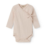 Langærmet lyserød pointelle bodystocking til nyfødte